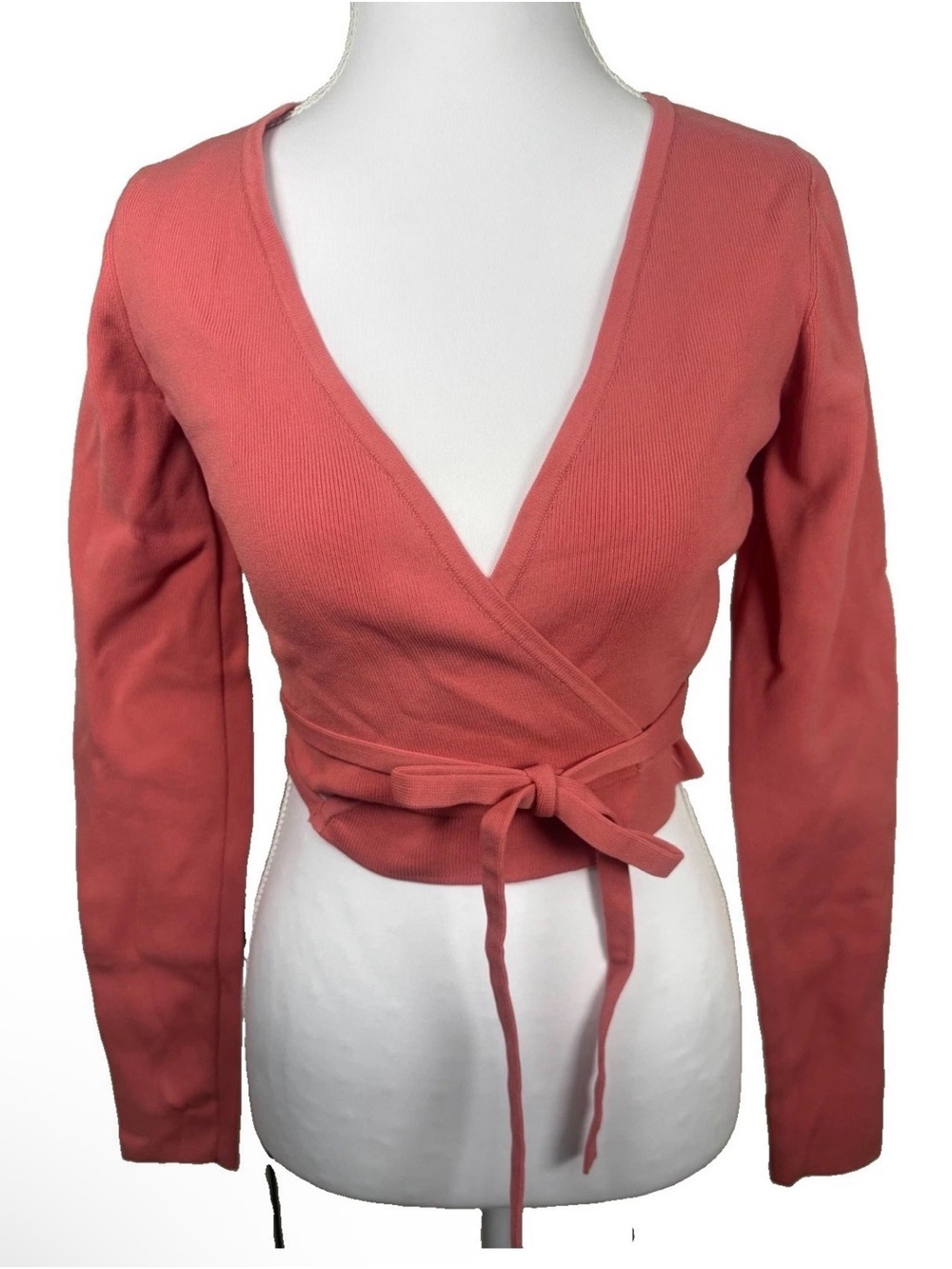 Peter Som Collective Pink Wrap Tie Crop Top Long Sleeve Small